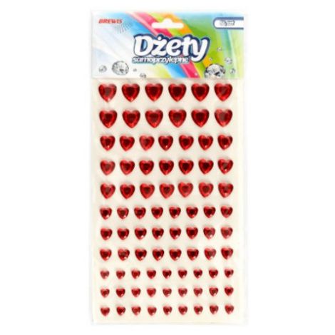 Dżety samoprzylepne Brewis Serca czerwone, 84szt